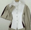 Fitted Blouse in khaki and cream with black trim, Ladies (1900s)