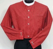 Shirt, Virginia City in Red Print - takes detachable collars