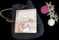 Game of Pewter Jacks with leather pouch.