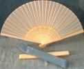 Ladies Hand Fan, Light Wood with Silk