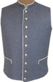 C.S. Civil War Military Vest - cadet grey with buff piping, American Civil War Uniforms
