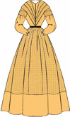 1840s Folded Fan Front Day or Tea Dress, 19th Century (1800s) Ladies dresses