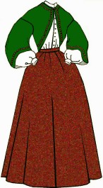 1860s Zouave Day or Tea Dress, 19th Century (1800s) Ladies Jacket and Skirt