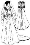1882-1888 Bustle Wedding Gown with Cathedral Train by Past Patterns. #303