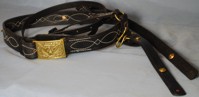 Officers Cavalry Sabre Belt with Fancy Stitching, U.S. Black Leather
