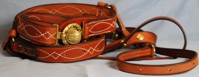 Officers Cavalry Sabre Belt with Fancy Stitching, U.S. Black Leather