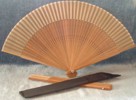 Ladies Hand Fan, Dark Wood with Silk