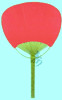 Ladies Hand Paddle Fan, Bamboo with Red Paper