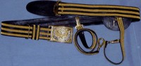 Regulation General Officers Sabre Belt with 2-Rows of Gold Embroidery on Black Leather