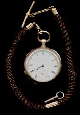 key wind pocket watch with human hair watch chain